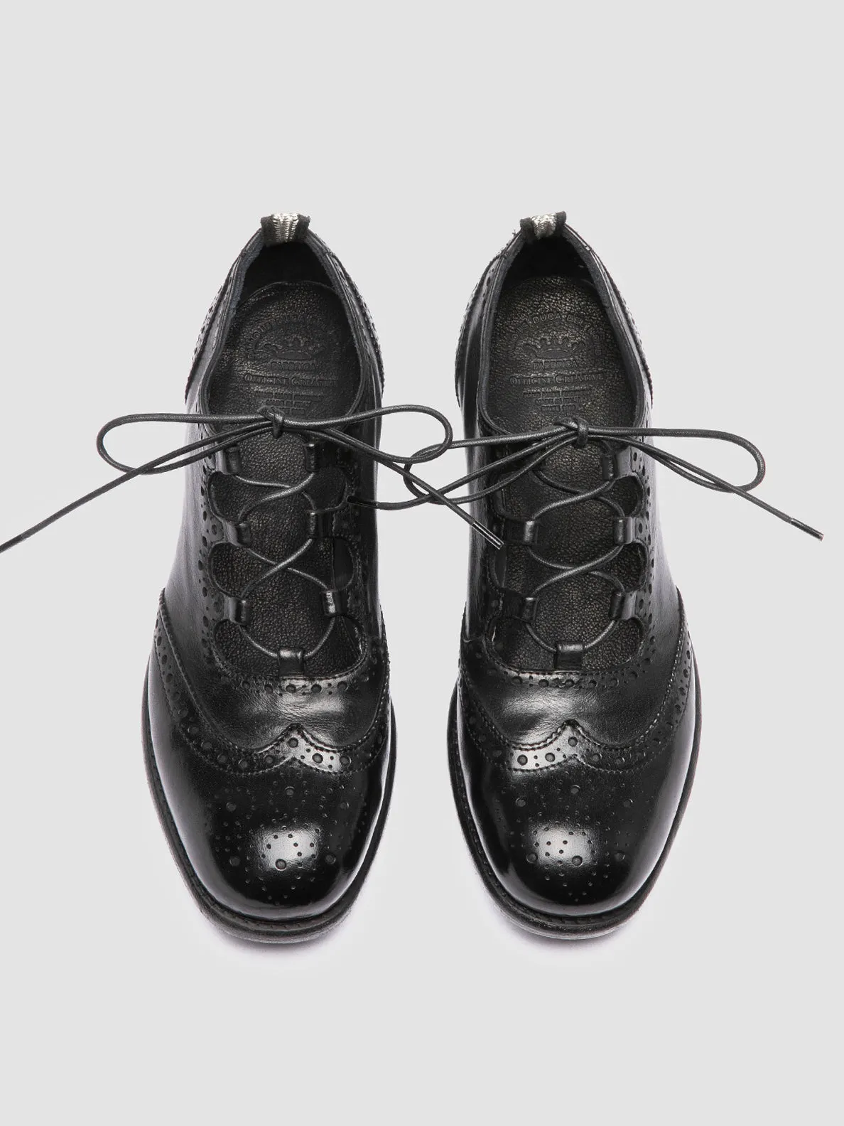 CALIXTE 079 - Black Leather Oxford Shoes Rugged Look Office Ready