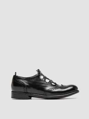 Run Meet Win Hike CALIXTE 079 - Black Leather Oxford Shoes