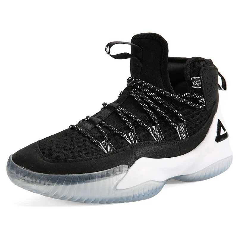 Waterproof Slides anatomical design PEAK Men Court Basketball Shoes Cushioning Sneakers Black White  DA830551
