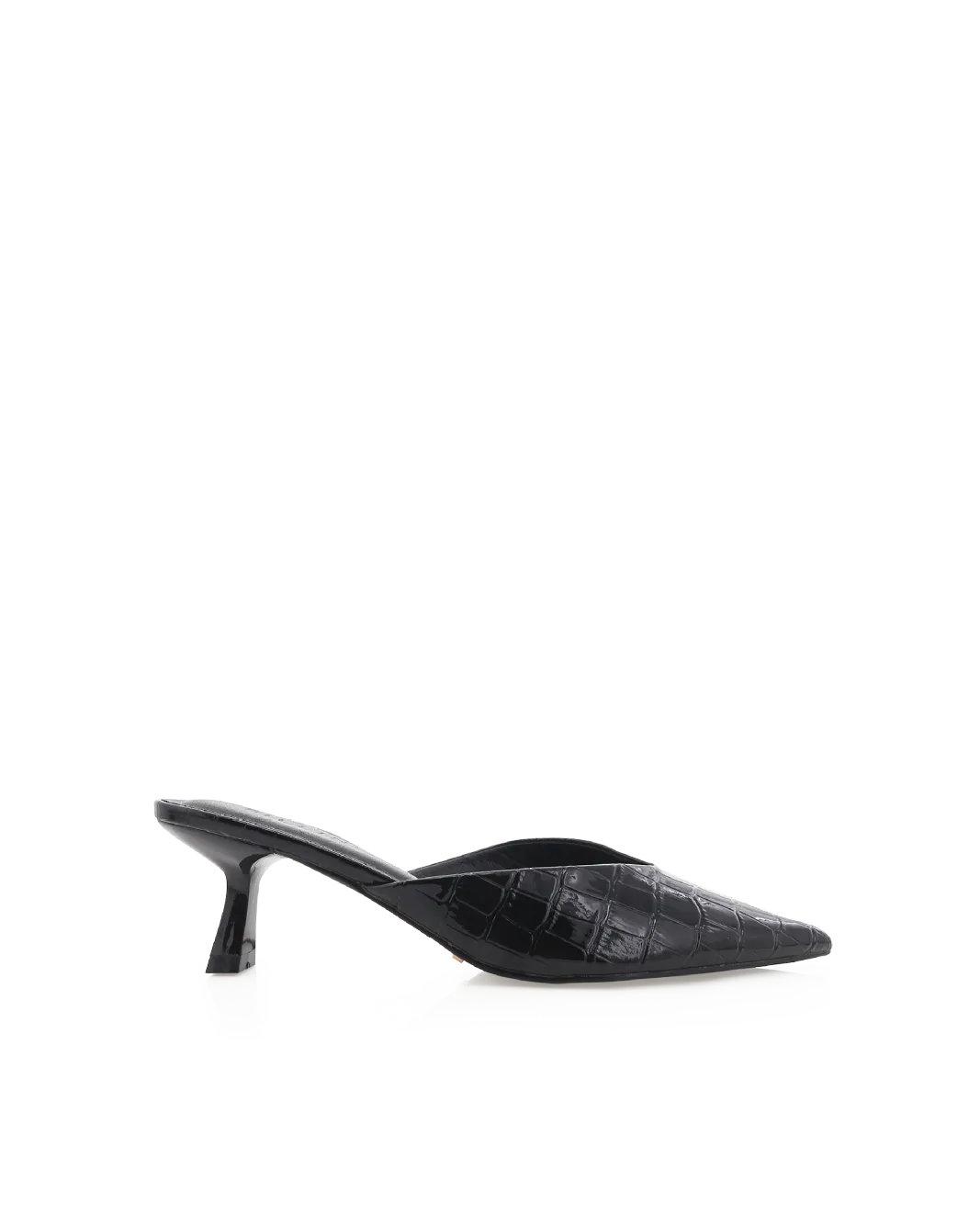 ADELE - BLACK PATENT CROC Clear Sandals for Weddings