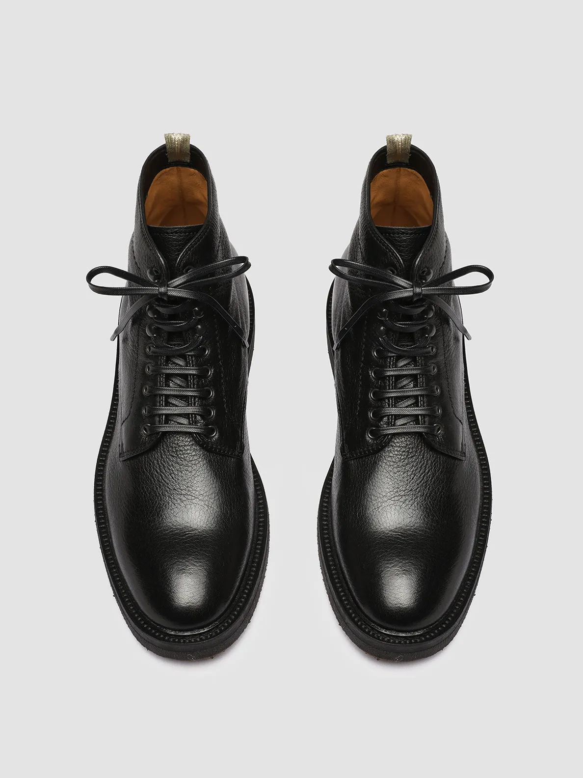 Velcro Strap HOPKINS FLEXI 203 - Black Leather Lace-up Boots