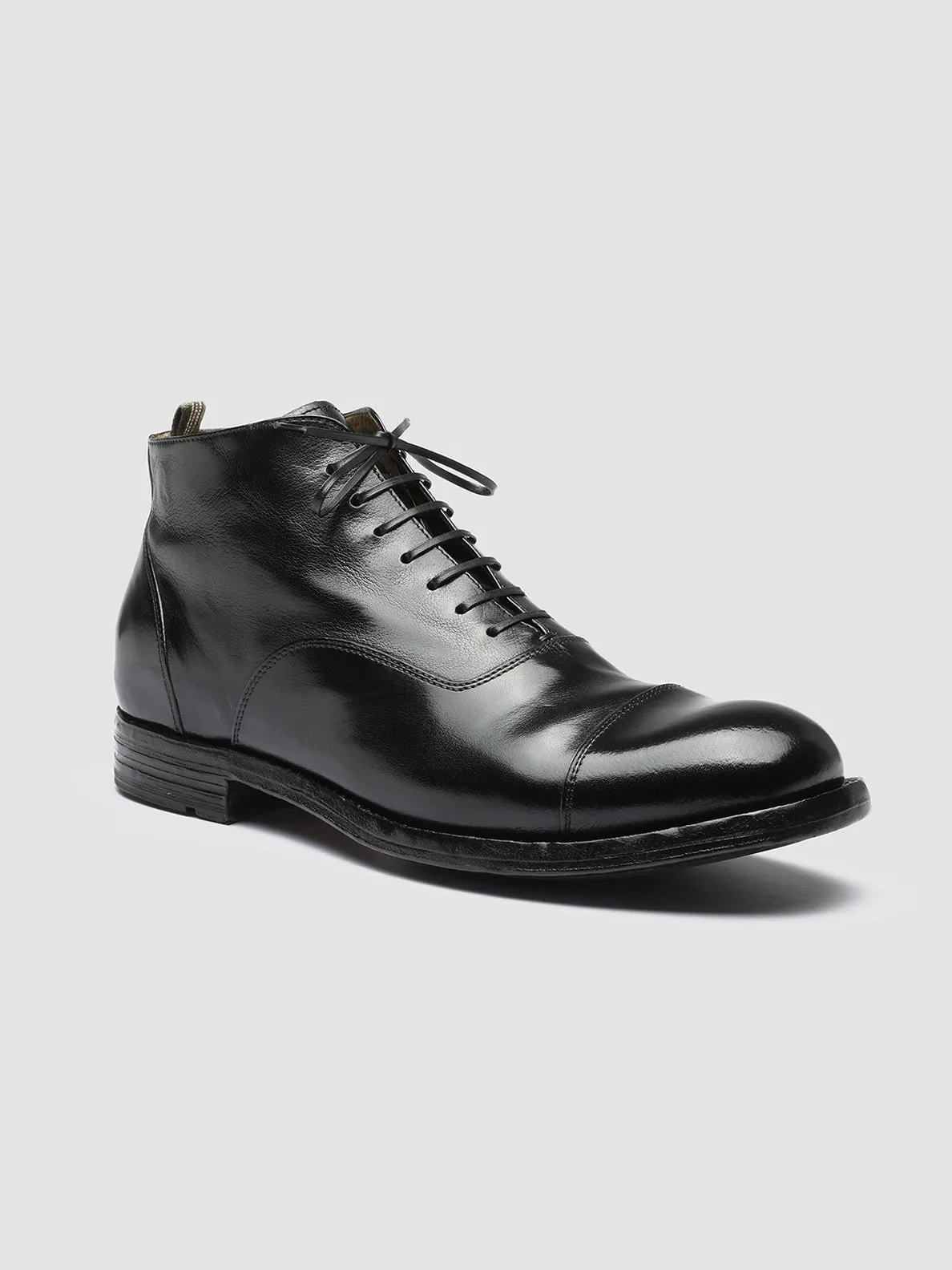 Motion Cushion Upgraded wear BALANCE 009 - Black Leather Lace Up Ankle Boots