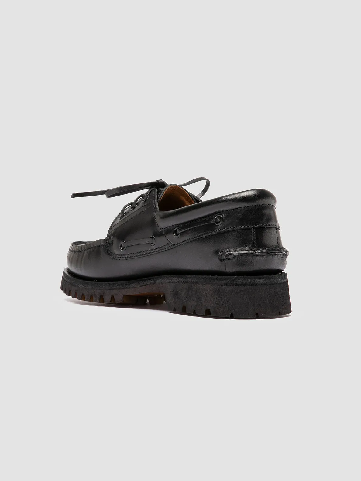 Everyday Style HERITAGE FLEXI 001 - Black Leather Boat Shoes