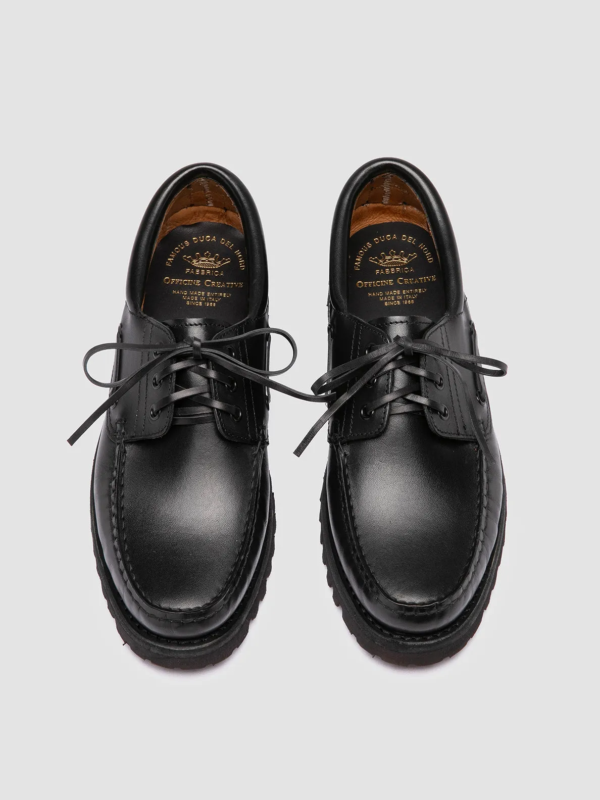 HERITAGE FLEXI 001 - Black Leather Boat Shoes Quick lace