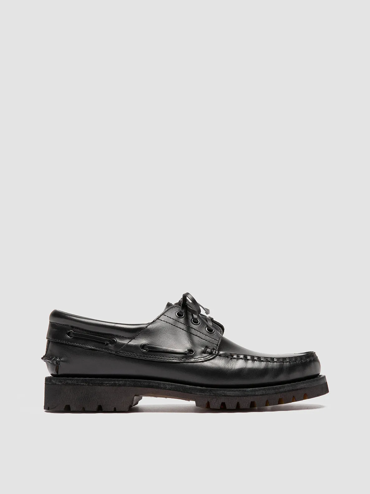 Sculpted durability HERITAGE FLEXI 001 - Black Leather Boat Shoes