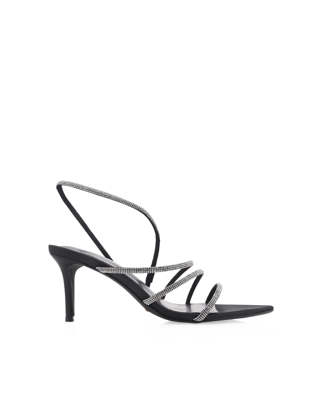 ELOWEN - BLACK SATIN-DIAMANTE Satin Pumps Padded Tongue