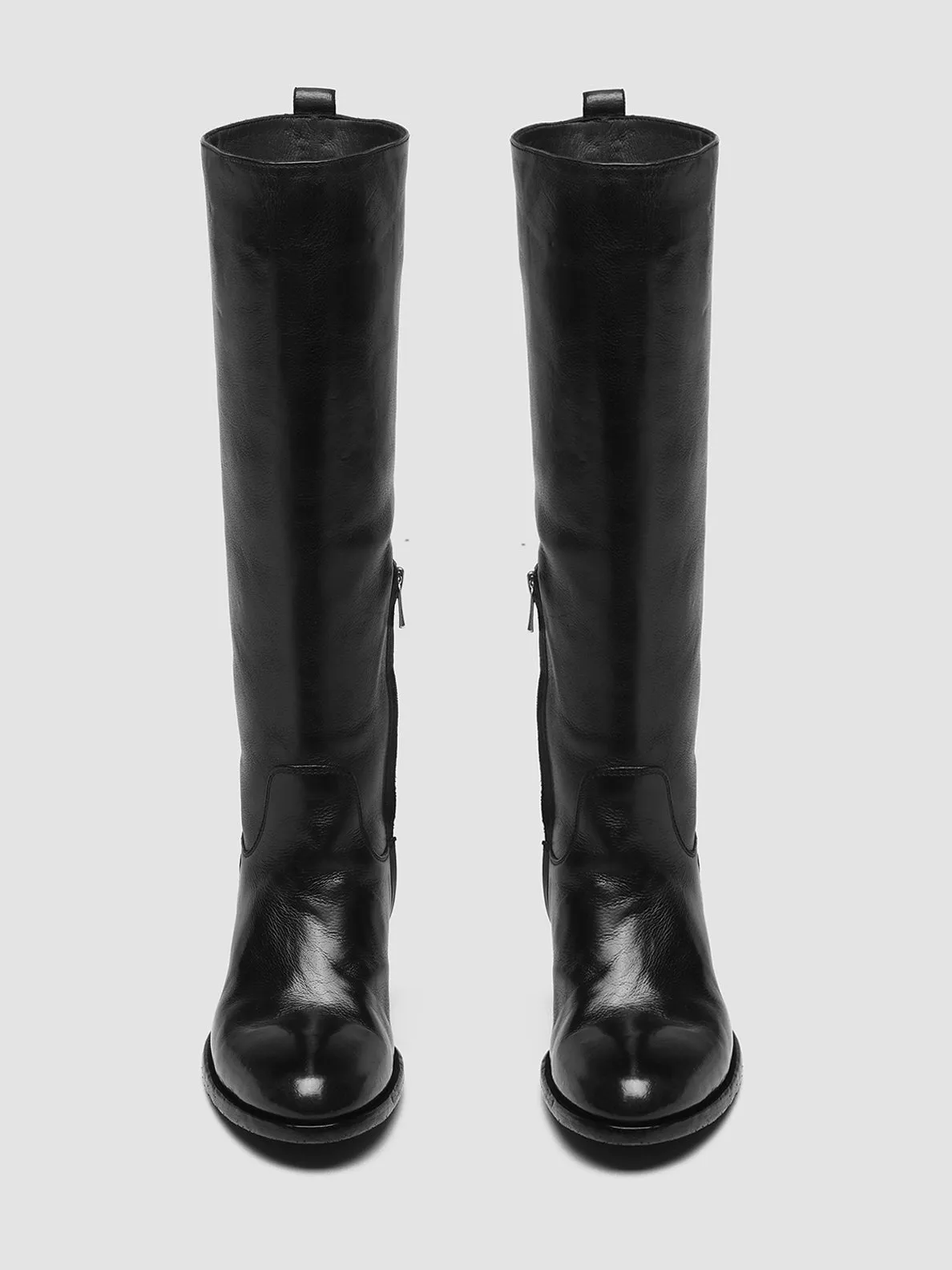Street Fashion DENNER 116 - Black Leather Zip Boots