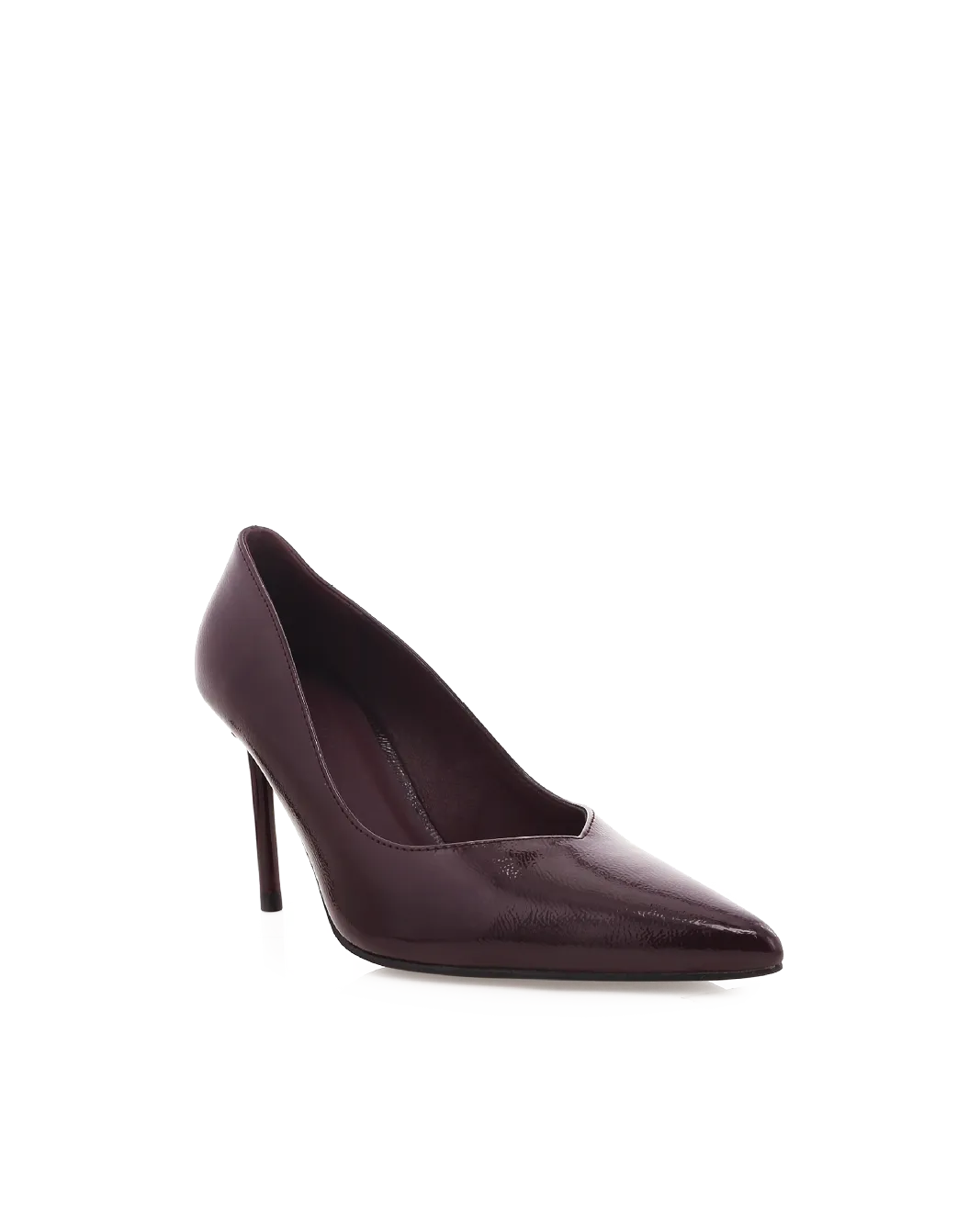 Bold Heel Boots Causal Booties FABIOLA - MULBERRY CRINKLE PATENT