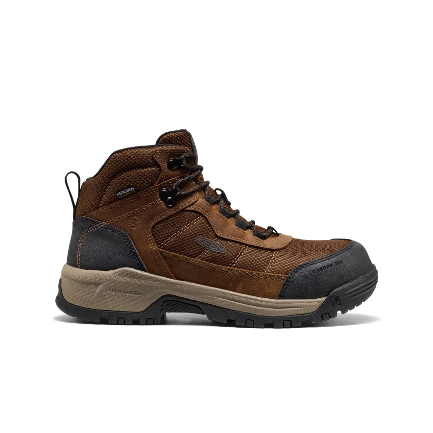 Military Style Subtle Lines Men's Skokie Waterproof Work Boot (Carbon Toe)  |  Dark Earth/Black