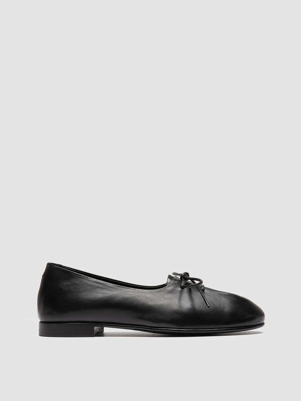 Soft cushion OLIVER 102 - Black Leather Ballerina Shoes