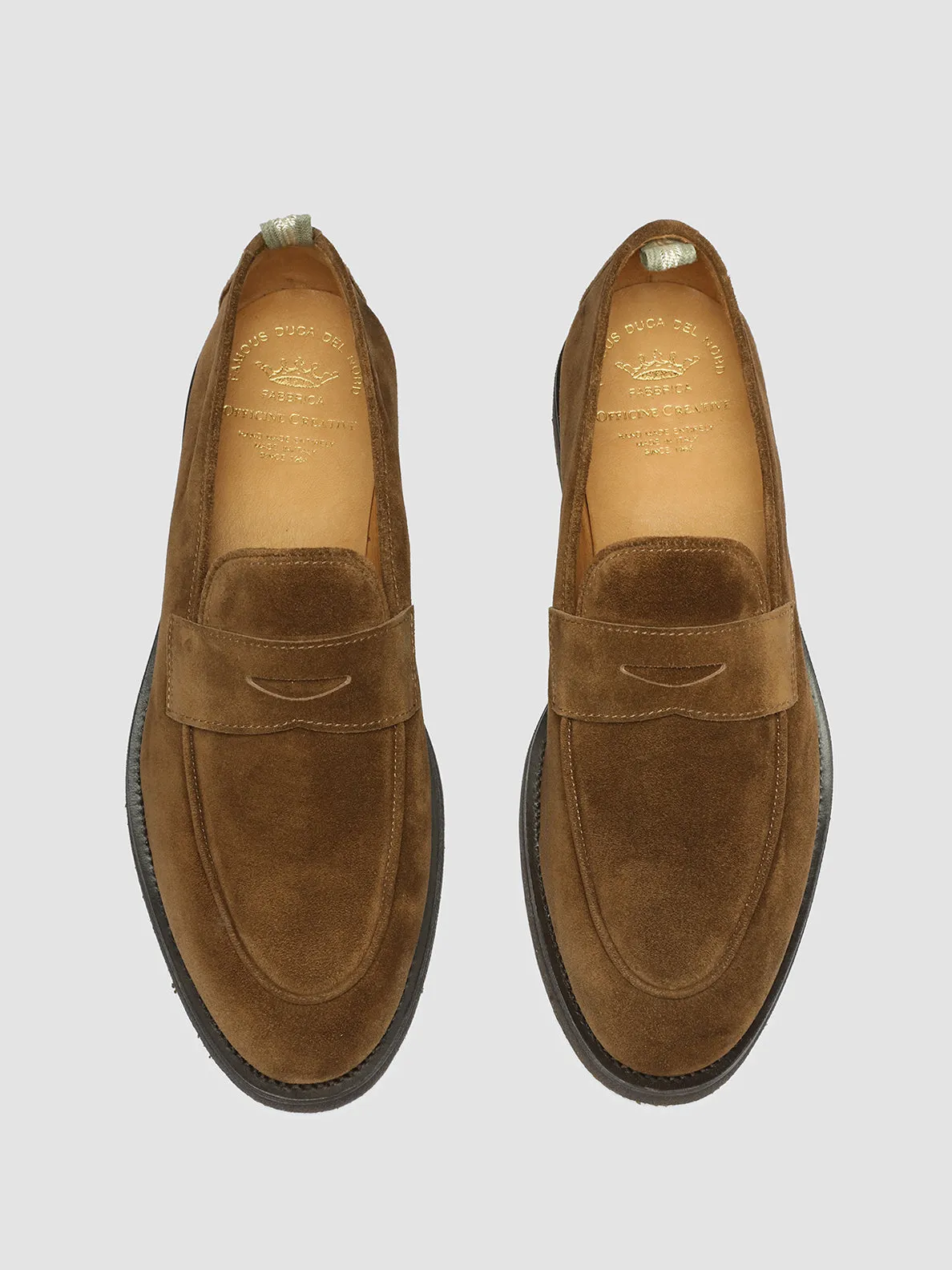 OPERA FLEXI 101 - Brown Suede Penny Loafers Rubberized Finish Distinctive durability
