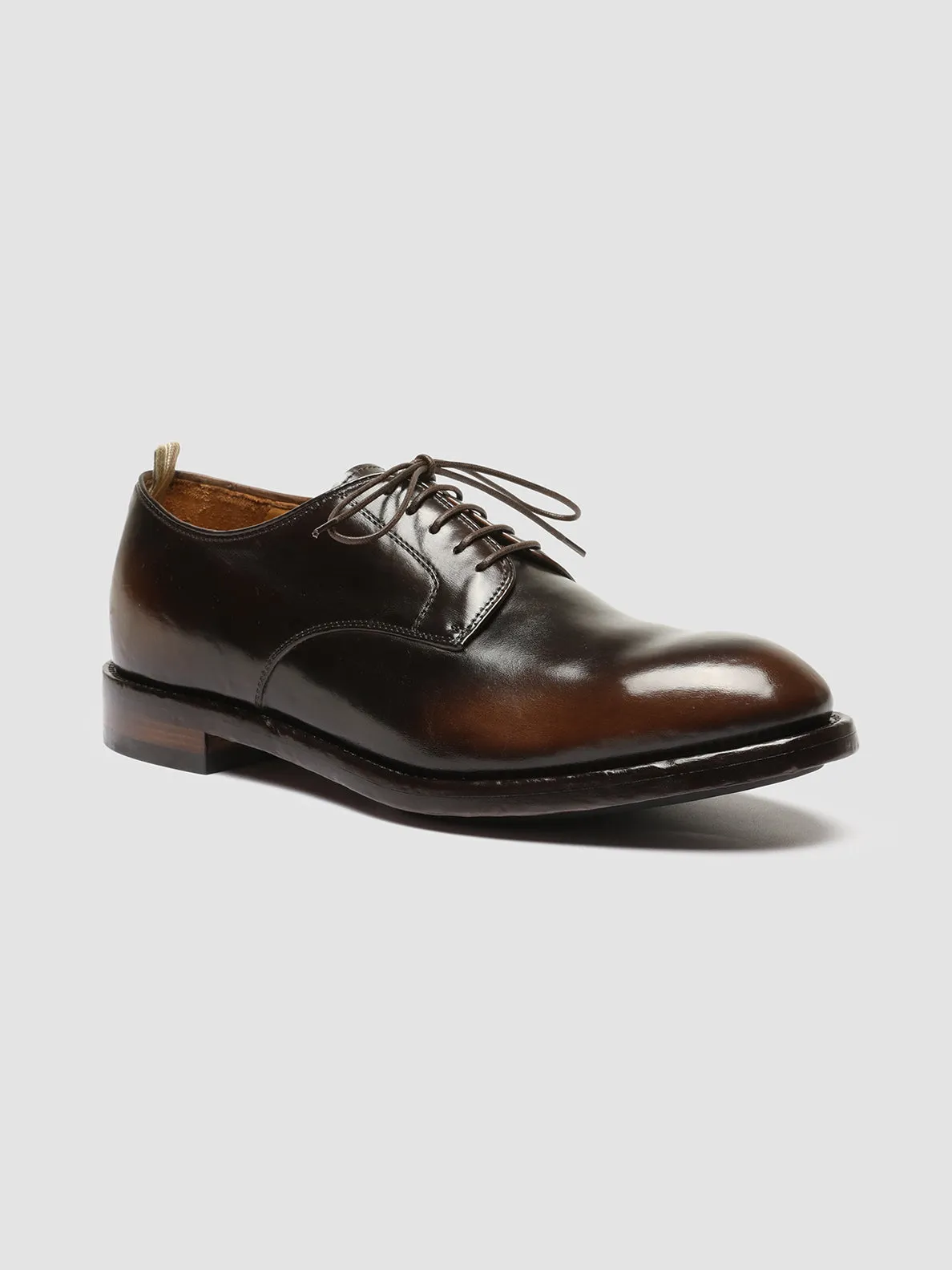 Upgraded arch Run All Day TEMPLE 018 - Brown Leather Derby Shoes