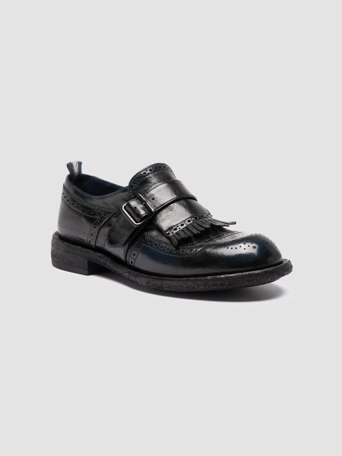 RUGGED 111 - Navy Leather Monk Shoes Durable materials Fit Soft