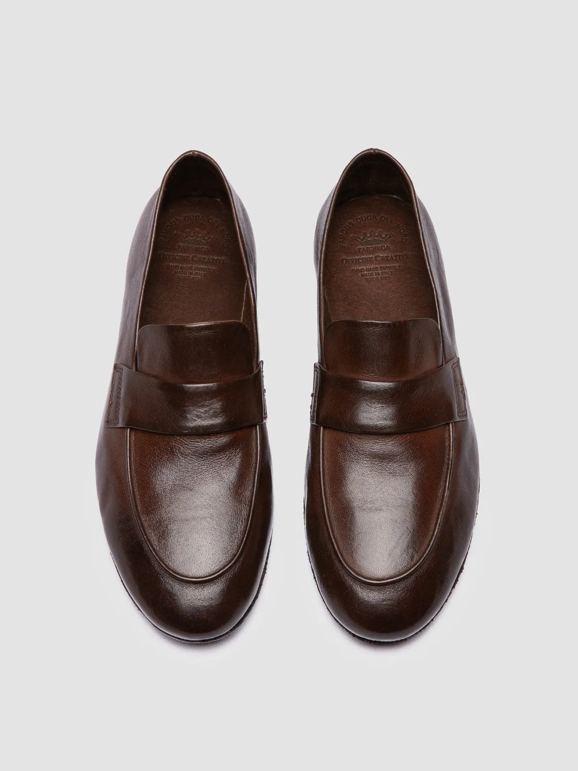 BLAIR DD 001 - Brown Leather Penny Loafers Wide Steps Gentle Cushion