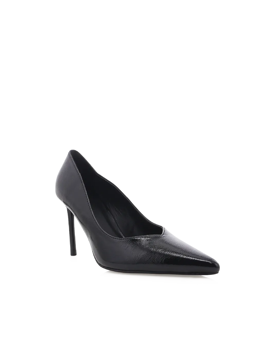 Foot Stability Boho Wedding Heels FABIOLA - BLACK CRINKLE PATENT