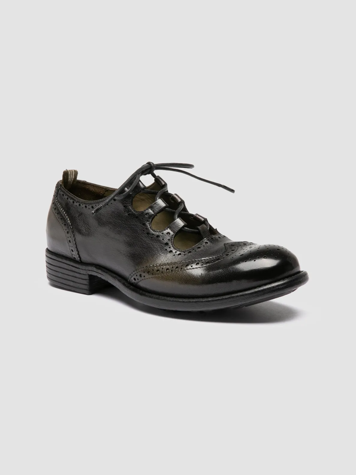 Cozy Interior Smart Look CALIXTE 084 - Green Leather Oxford Shoes