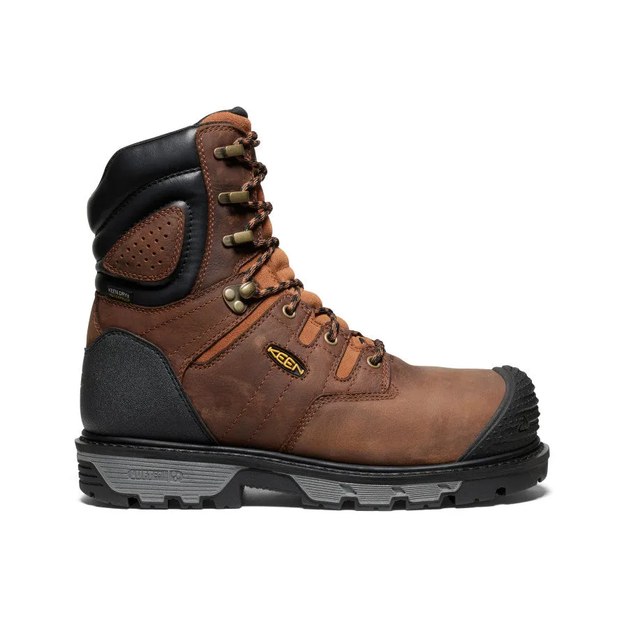 Men's Camden 8" Insulated Waterproof Boot (Carbon Toe)  |  Leather Brown/Black Non-Slip Grip Comfortable buckles