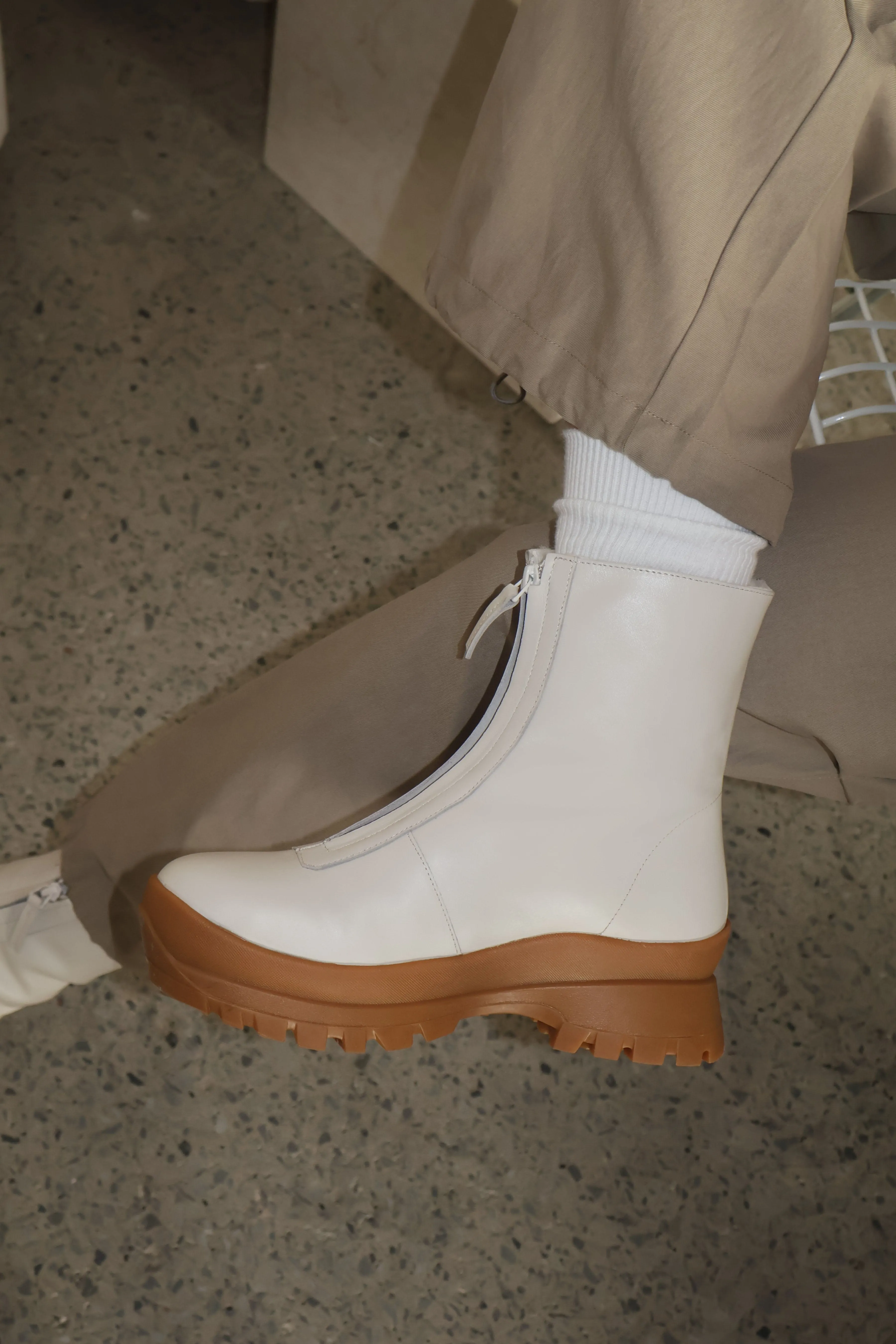 Estrella Cream Lined Boot Comfy Cushion Tough Sole