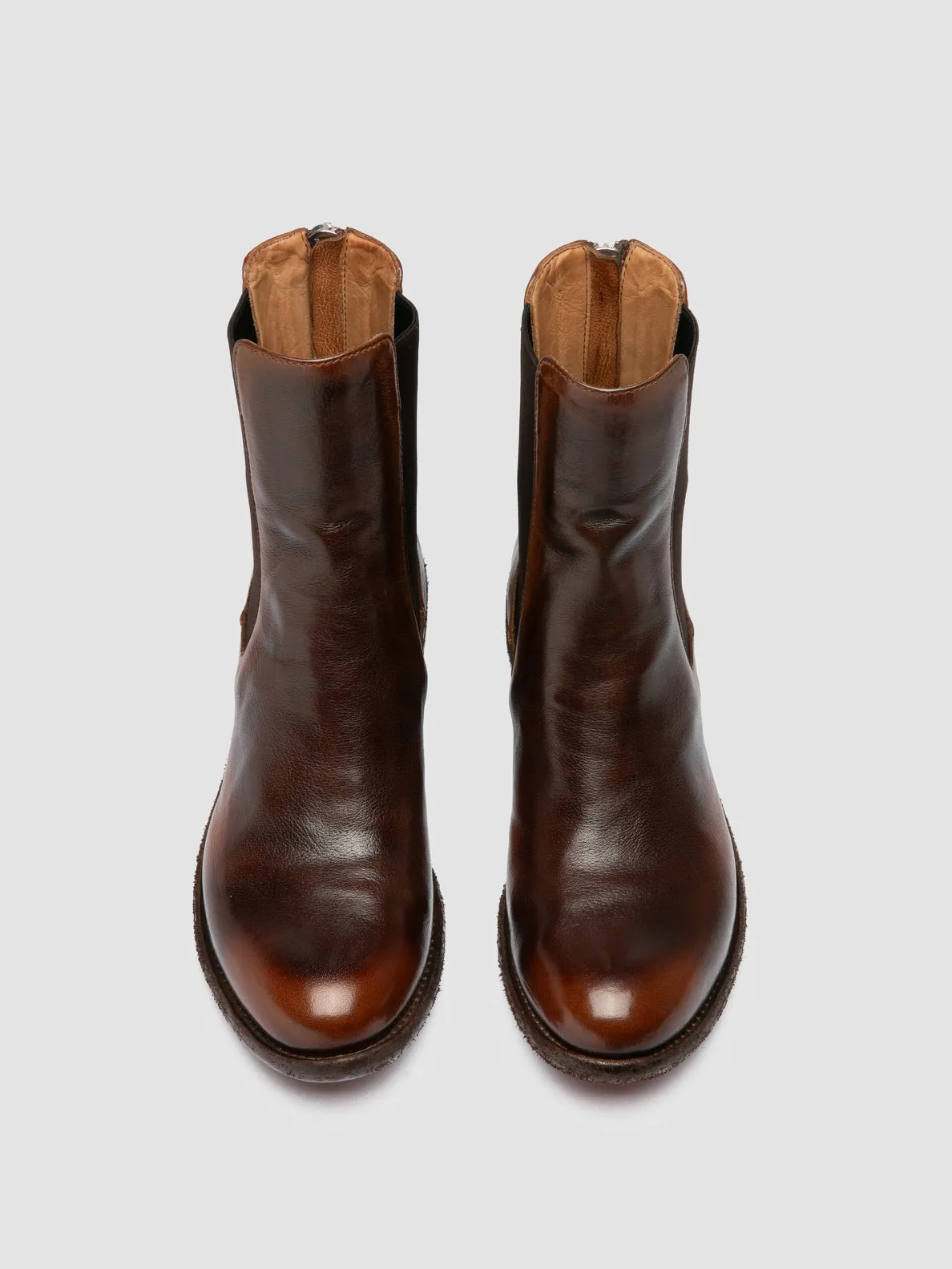 LISON 017 - Brown Leather Chelsea Boots Concert Style