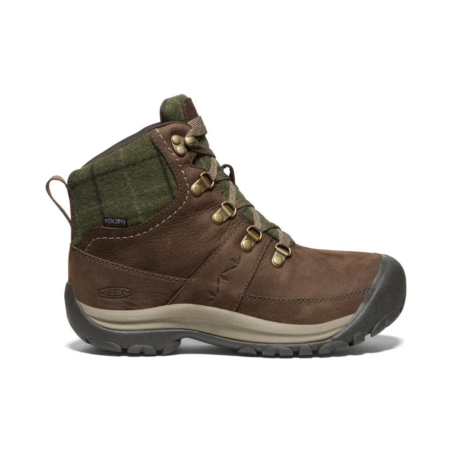Warm Comfort Long Travel Women's Kaci III Winter Waterproof Boot  |  Dark Earth/Green Plaid