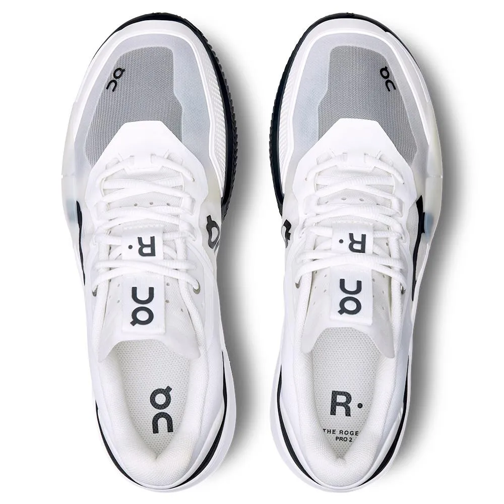 On Women's THE ROGER Pro 2 Clay - White/Black Reinforced Stitching Luxurious breathability