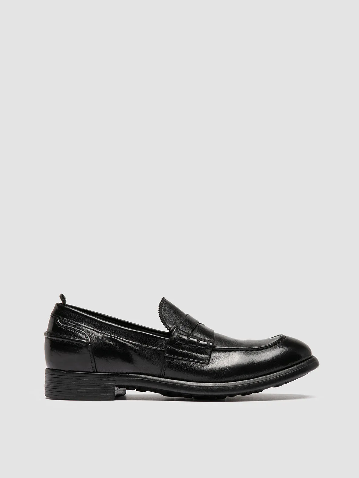 CHRONICLE 056 - Black Leather Penny Loafers Mesh Lining