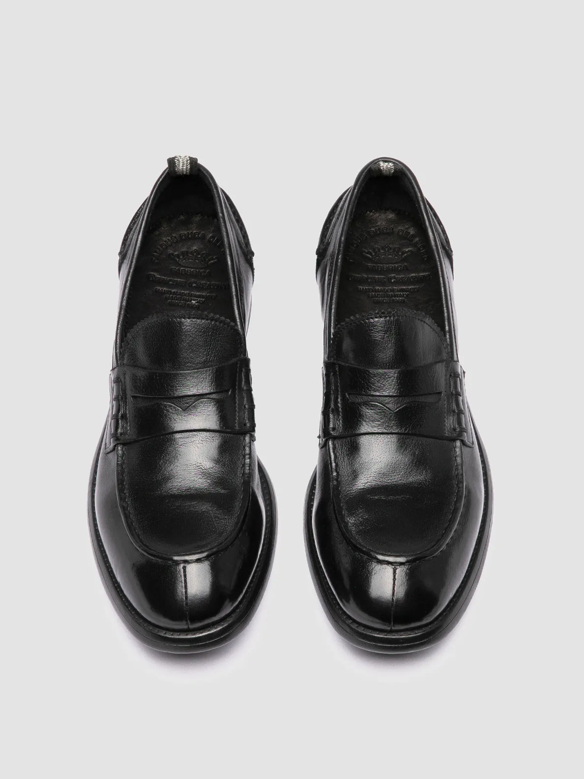 CHRONICLE 056 - Black Leather Penny Loafers Modern sole