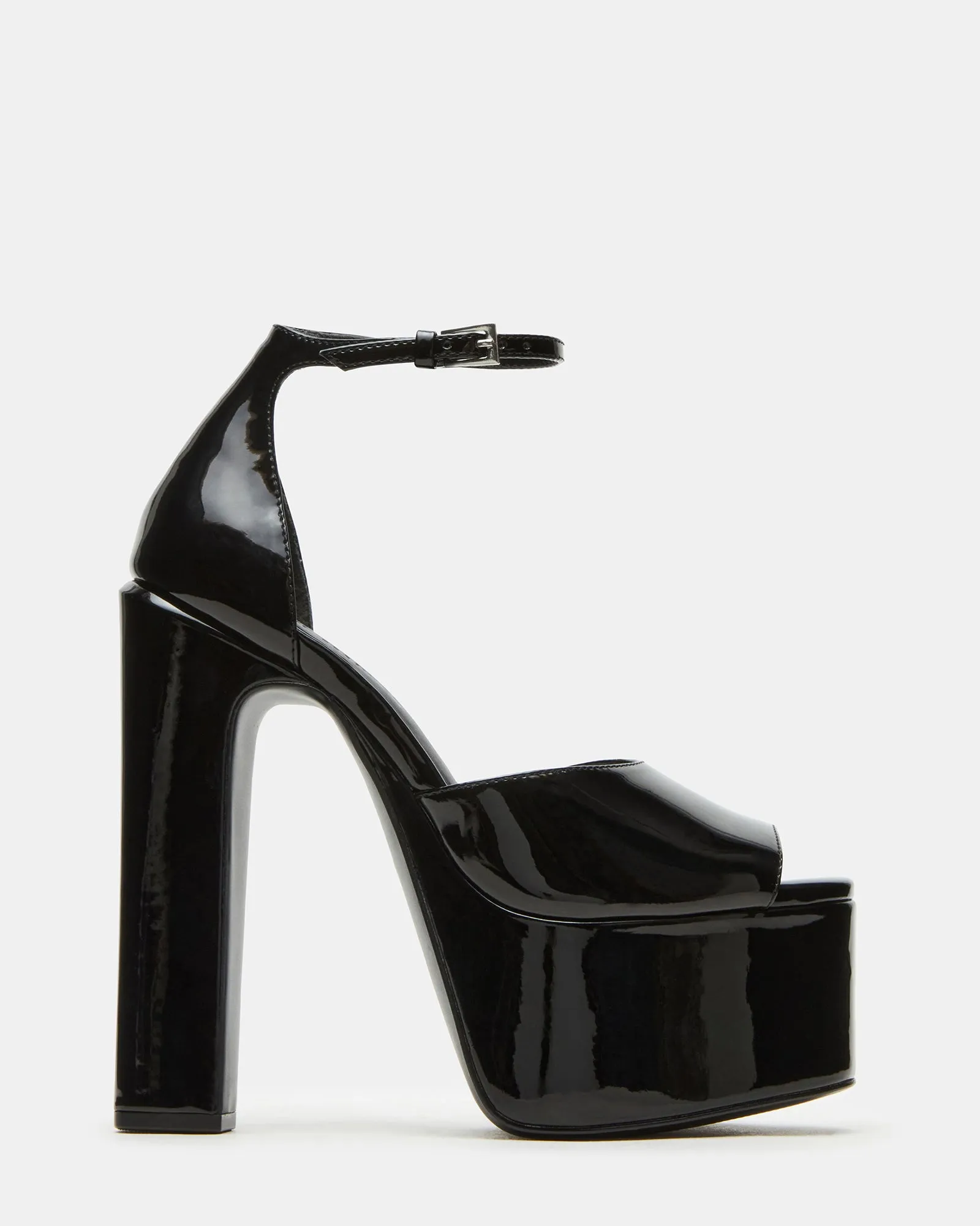 NIGHTFALL BLACK PATENT Good Traction Open Back Heeled Sandals