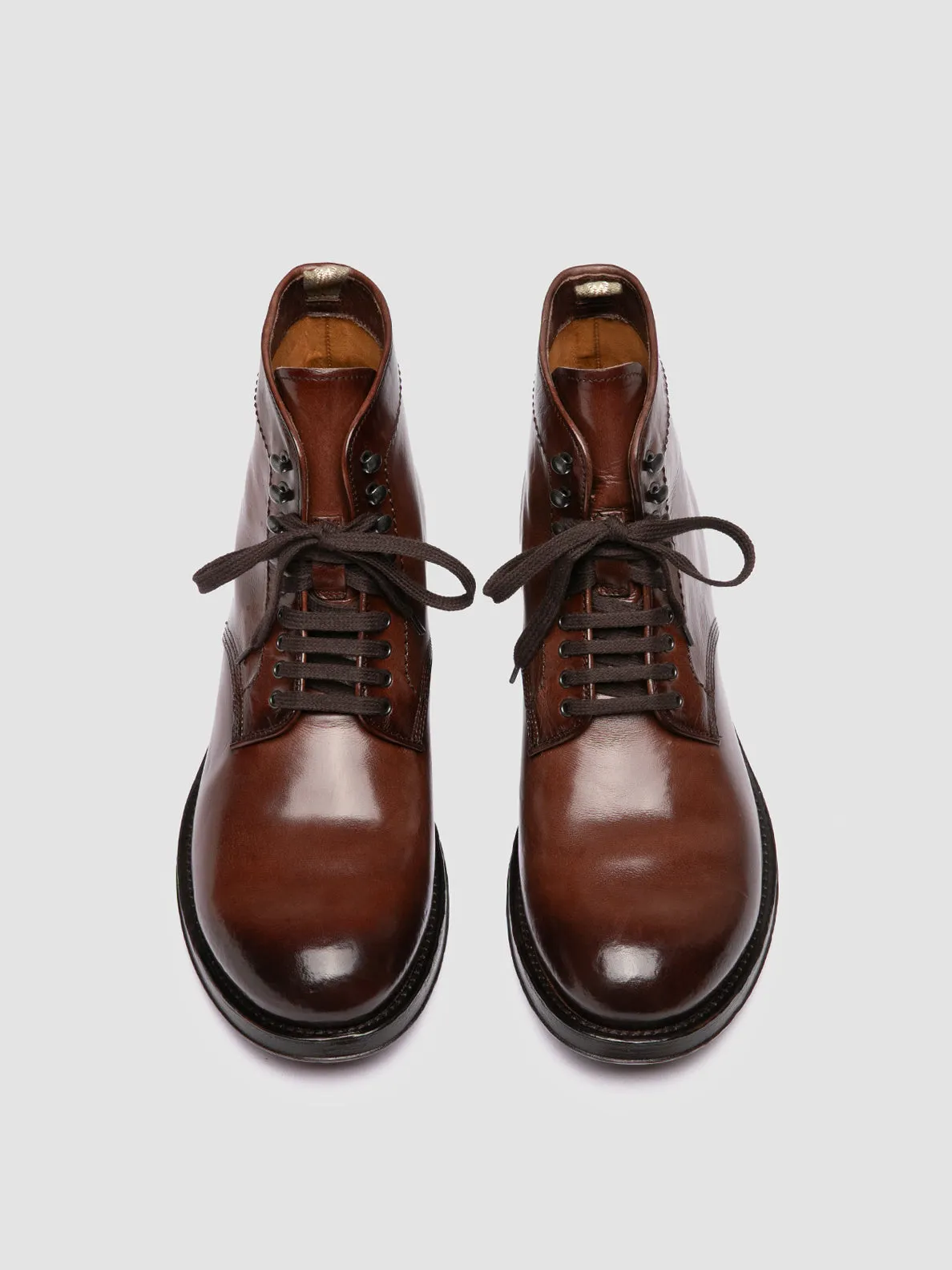 Mid Cut ADMIRAL 004 - Brown Leather Lace-up Boots