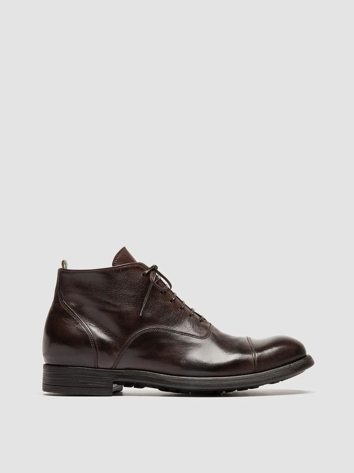 CHRONICLE 057 - Brown Leather Lace Up Boots Soft Knit Designer comfort