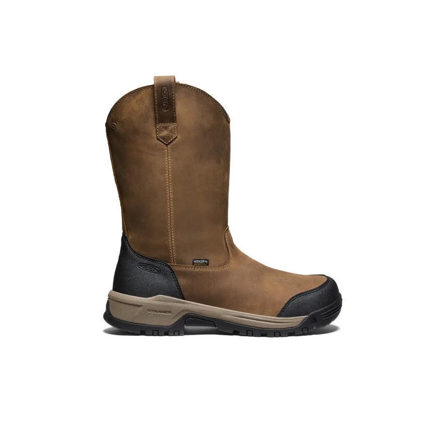 Moisture-wicking Subtle Lines Men's Evanston Pull-On Waterproof Boot (Soft Toe)  |  Bison/Black