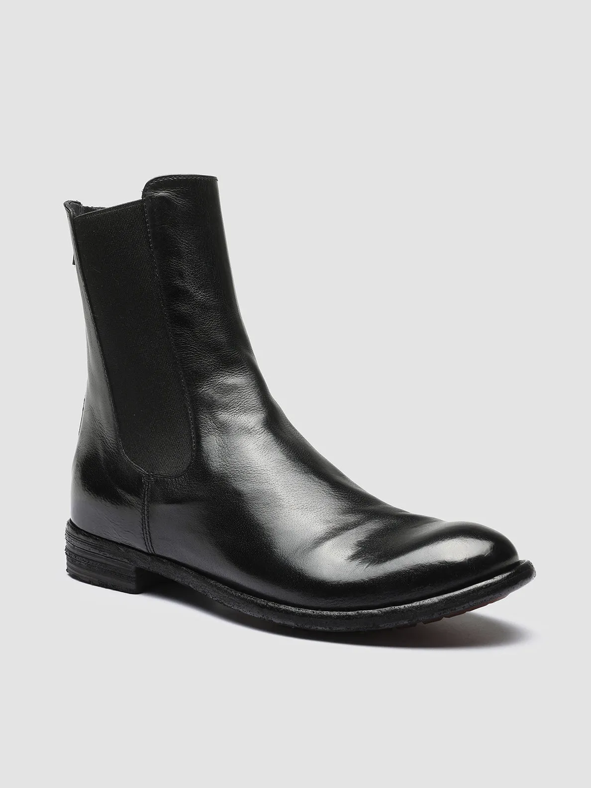 LEXIKON 073 - Black Leather Chelsea Boots Plain Step Trendy Wear