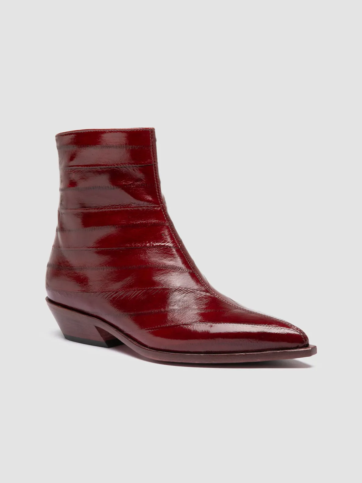 NOELIE DD 109 - Burgundy Leather Zipped Boots Padded collar Comfortable Cushions