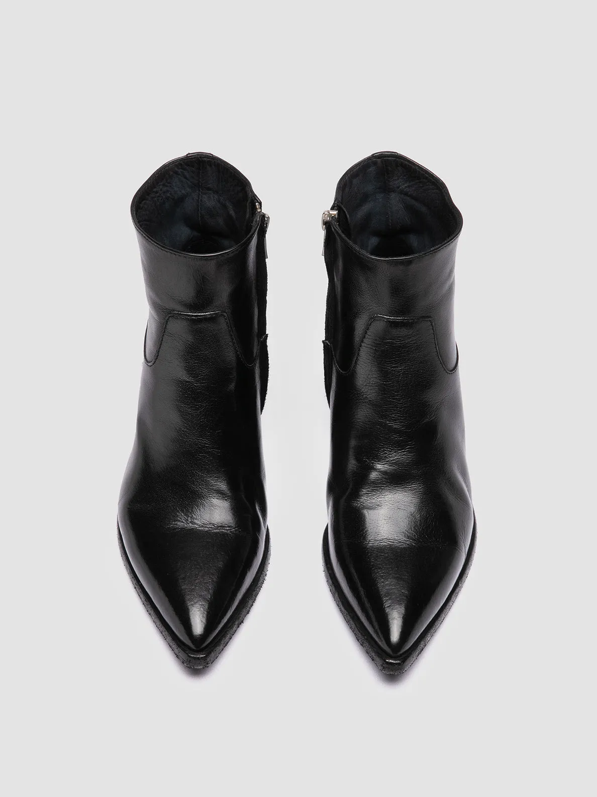 NOELIE DD 102 - Black Leather Zipped Boots Sand Beige