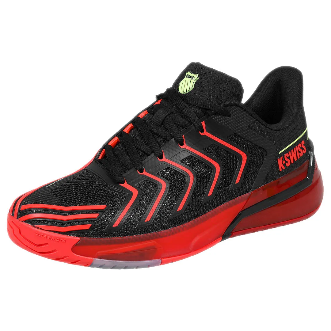 Sleek Form Smooth Step K-Swiss Men's Ultrashot 4 - Black/Neon Lava