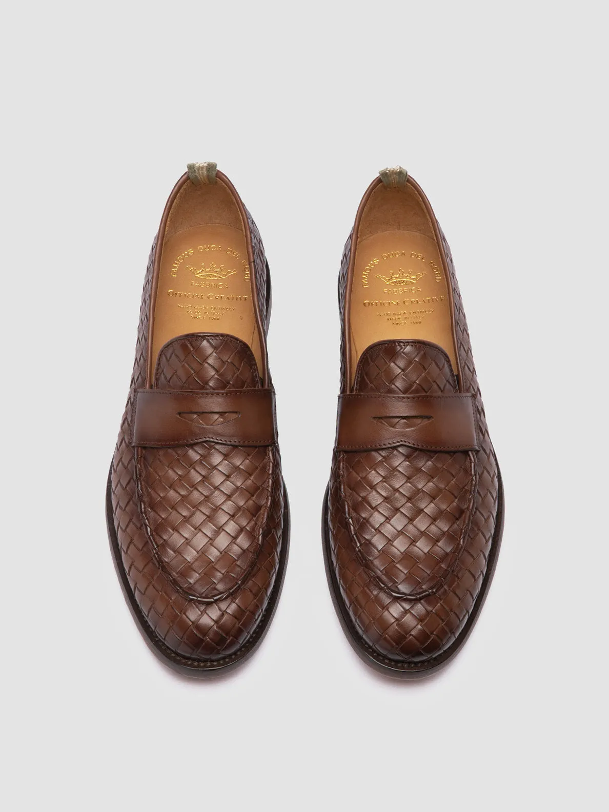 OPERA 003 - Brown Leather Penny Loafers Street Grip