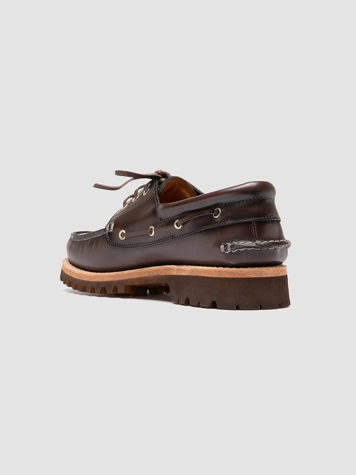 Foot Glide Trend-setting arch HERITAGE FLEXI 001 - Brown Leather Boat Shoes