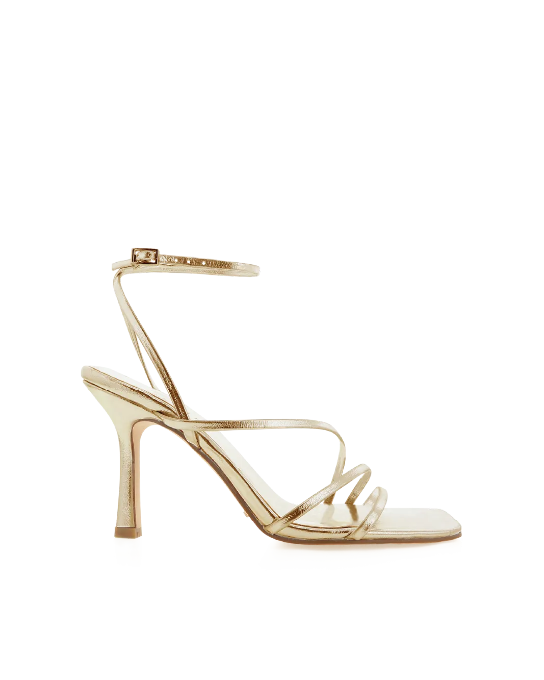 SYLVIA - GOLD METALLIC Black Stiletto Shoes Quick Dry Fabric