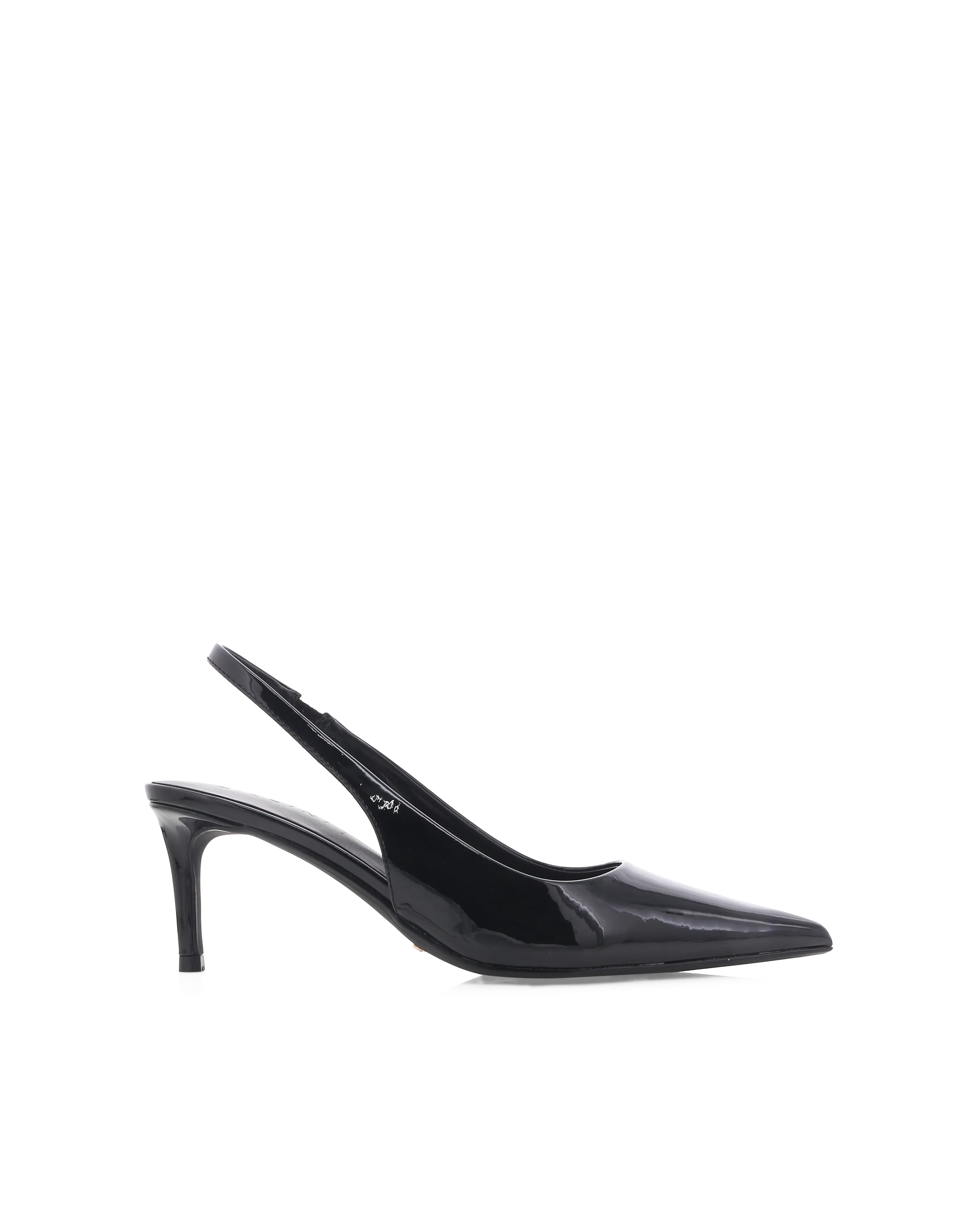 OSKANNA - BLACK PATENT Flexible Construction Gold High Heeled Sandals