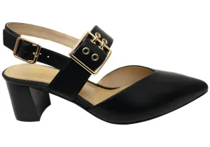 Rain Step Florsheim Womens Comfortable Leather Adriana Point Toe Block Heels