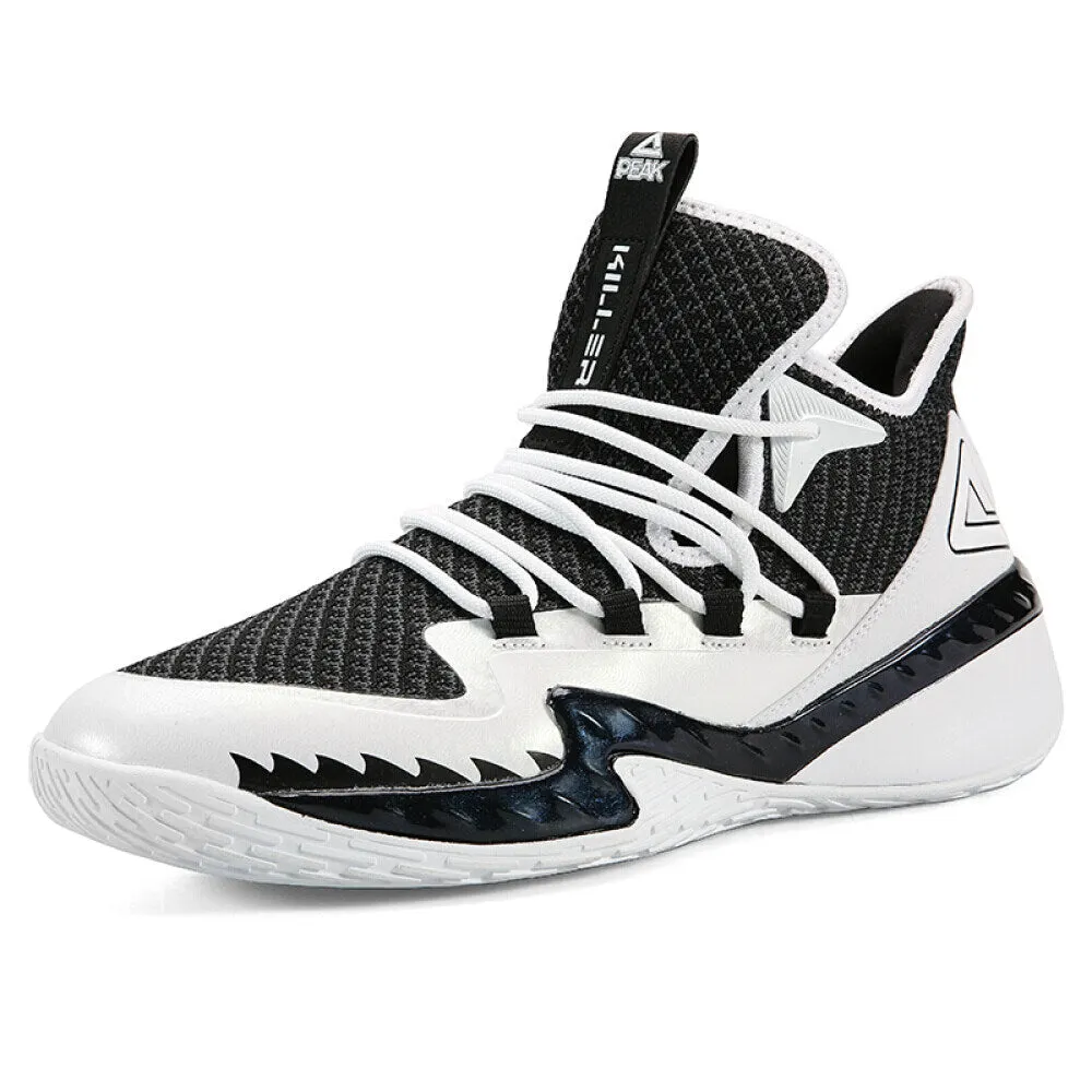 PEAK  Professional Basketball Shoes Mid Sneakers White Black DA920231 Beach Footwear