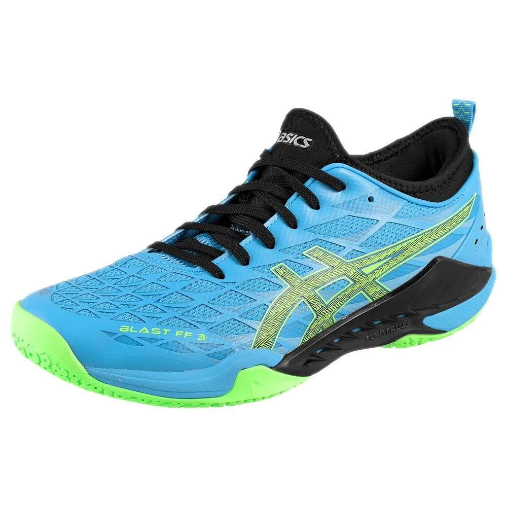 slip-resistant Strong Grip Asics Men's Blast FF 3 - Waterscape/Lime Burst