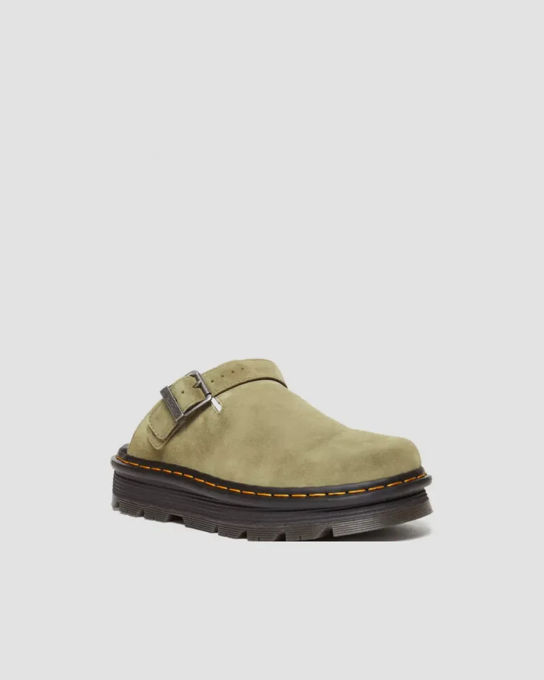 Endurance training right - foot Dr Martens Zebzag Suede Casual Slingback Platform Mules in Muted Olive