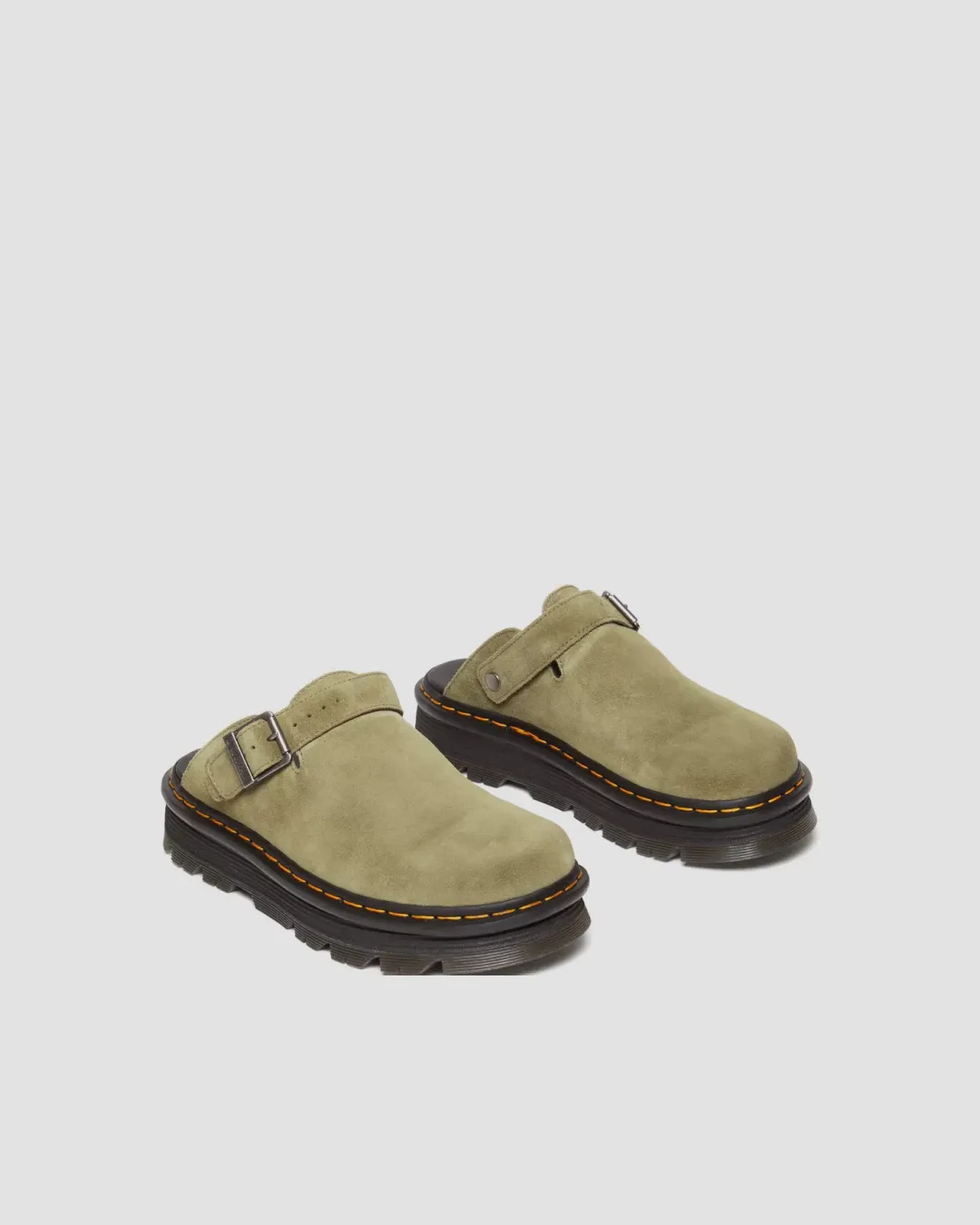 running in a lagoon area shoes Tremendous support Dr Martens Zebzag Suede Casual Slingback Platform Mules in Muted Olive