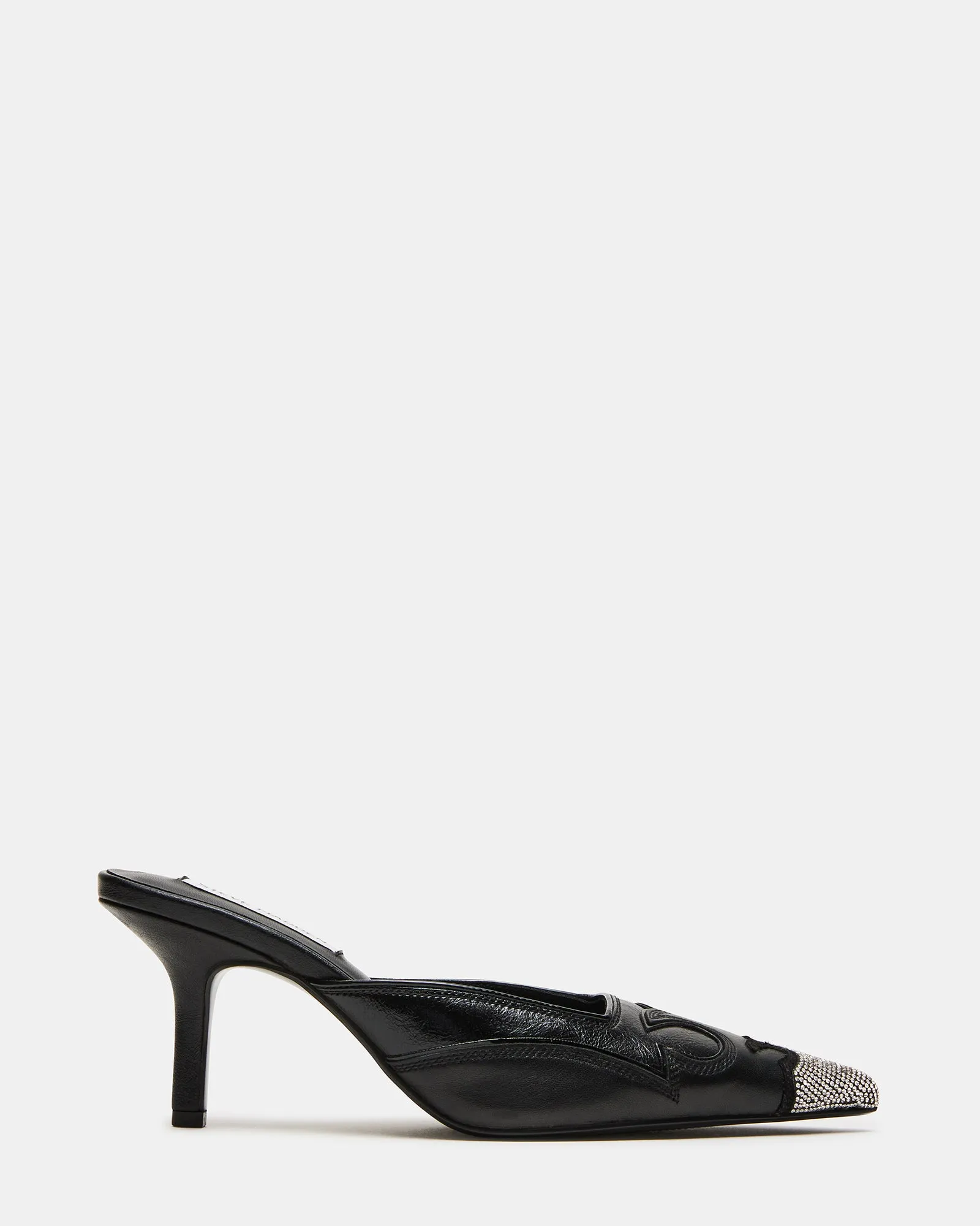 THORIN BLACK LEATHER RHINESTONES Boho Style Heels Fall Fashion Pumps