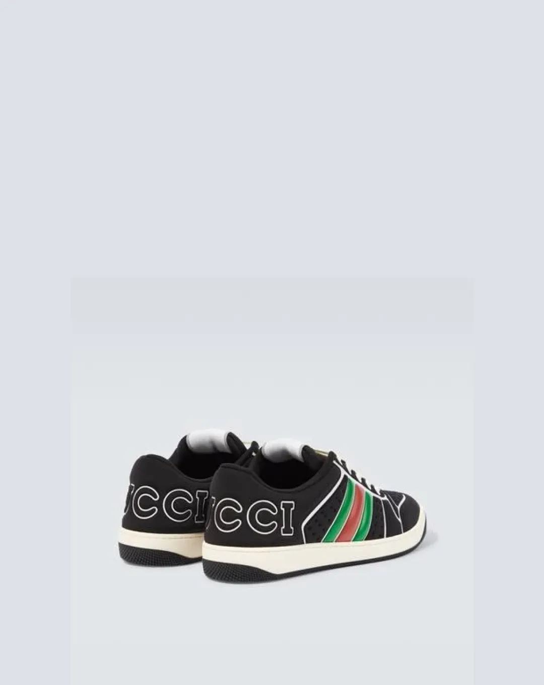 soft pastel Gucci Men's Black Screener Trainer With Web