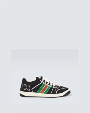 Gucci Men's Black Screener Trainer With Web Comfort Upper