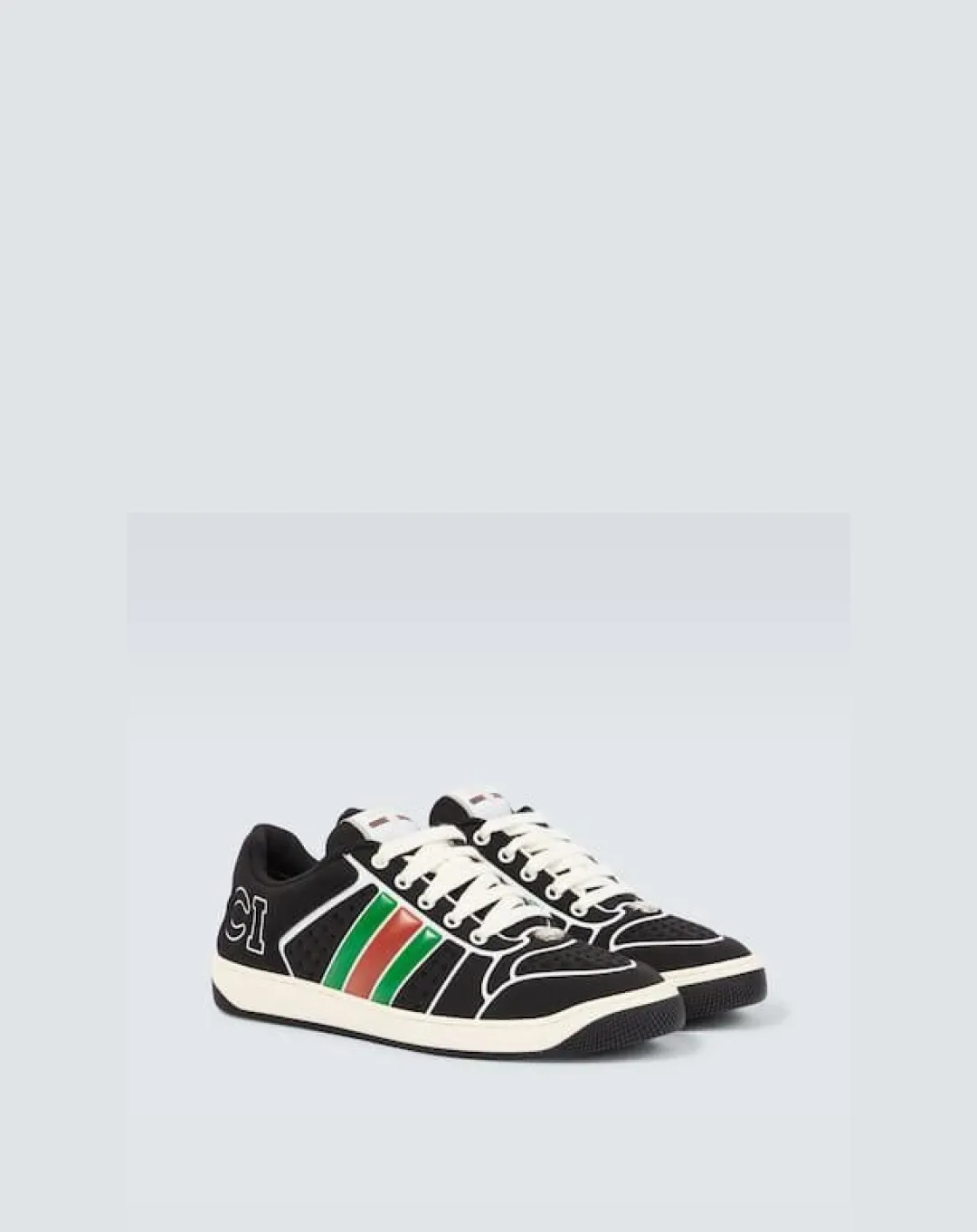 Gucci Men's Black Screener Trainer With Web Comfort Run