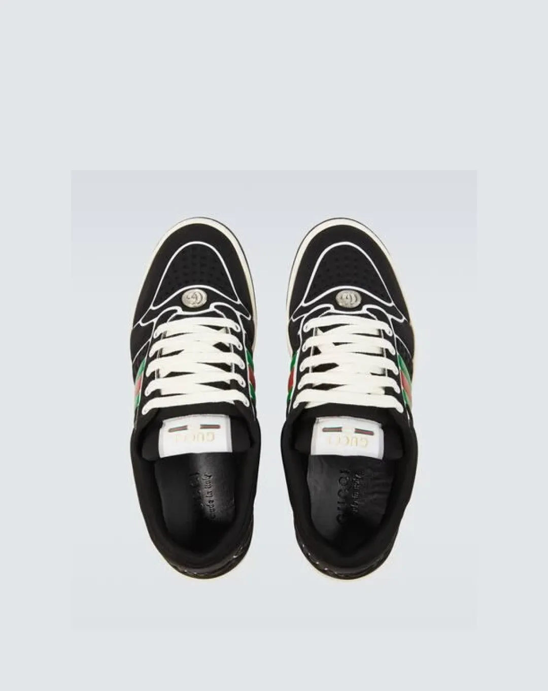 Game Ready Strong Stitching Gucci Men's Black Screener Trainer With Web