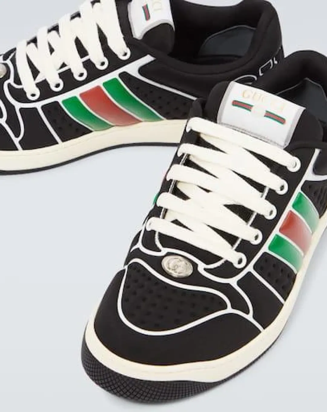 Gucci Men's Black Screener Trainer With Web Rain Step High Top